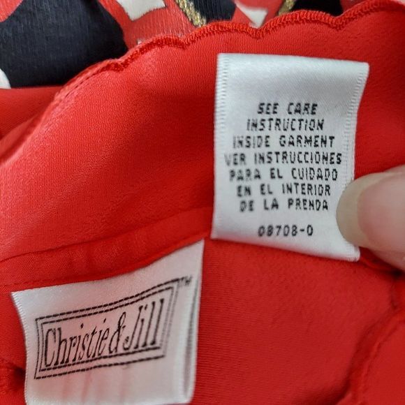 Vintage 80s Christie & Jill Embroidered Cut-out Red Blouse - Picture 5 of 16